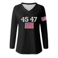 thumbnail image 5 of IDALL Chandail en Molleton pour Femmes Manches Longues T-Shirts Graphiques Rétro 45 47 Imprimé Chandail en Molleton 45 47 Col en V 45 47 pour Président Chandail en Molleton T-Shirts Tenues Automne Noir 3TG, 5 of 5