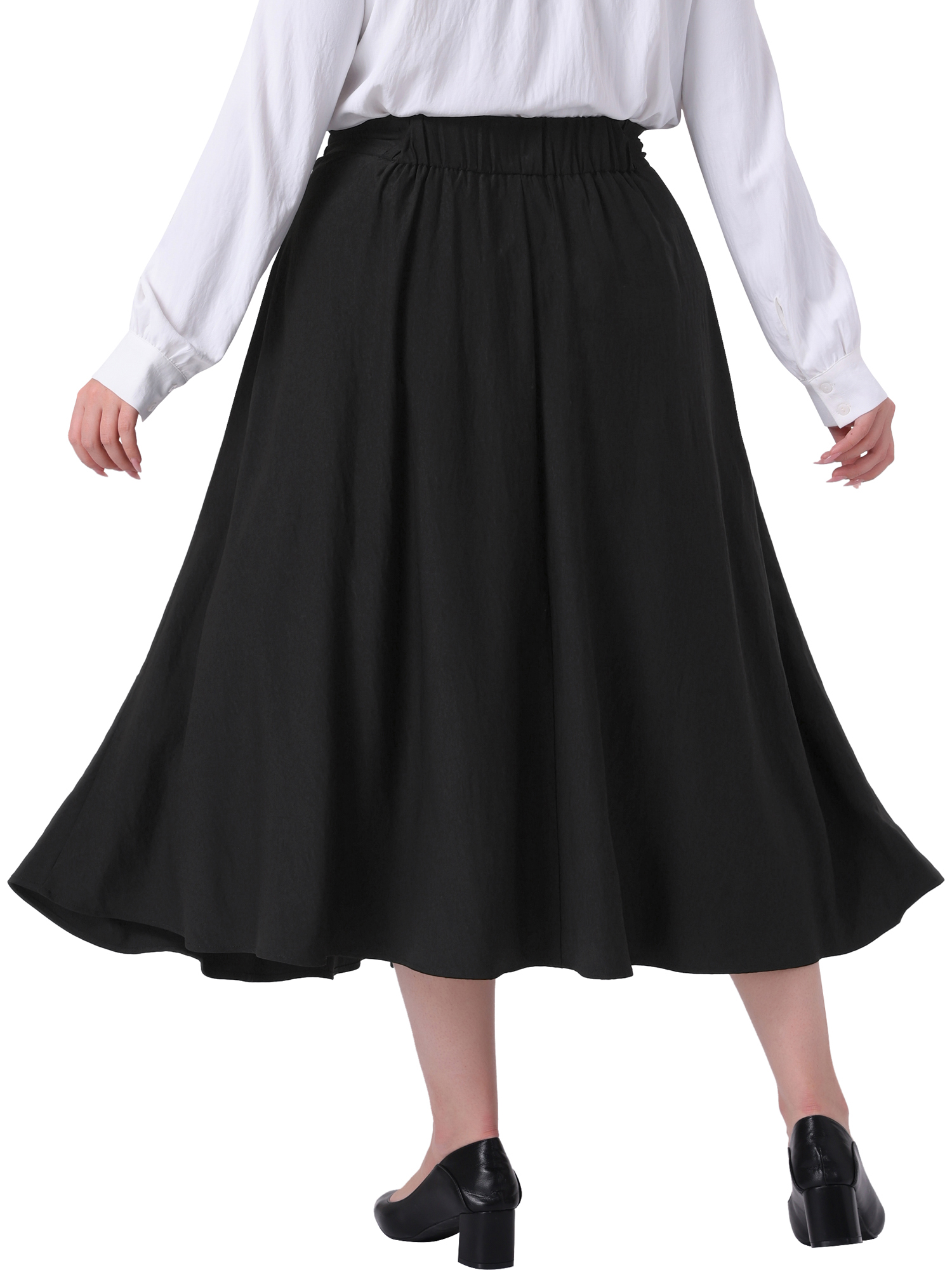 DARING DIVA Women's Plus Size High Waist A-Line Skirt with Pockets 1X Black