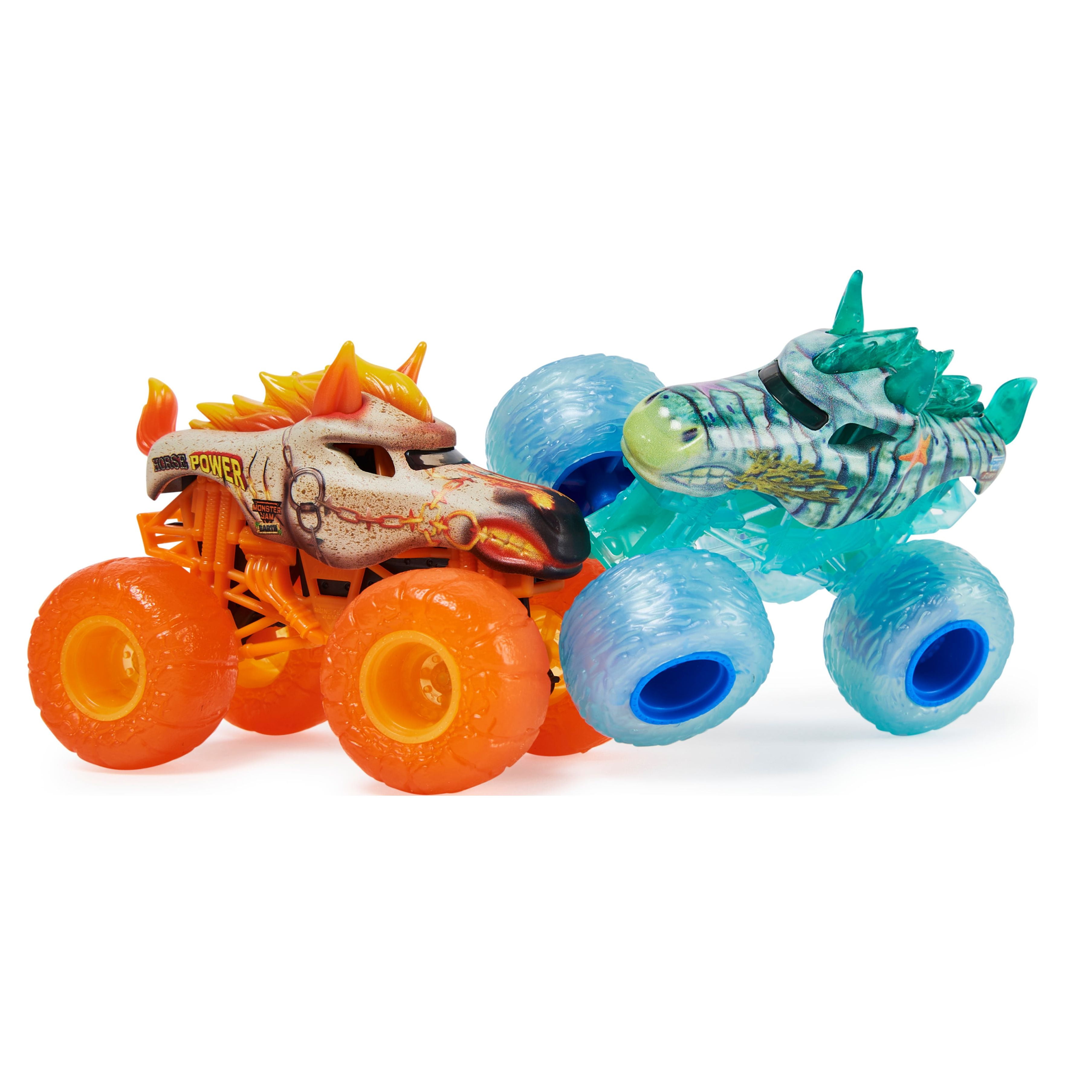 Monster Jam, Official Horse Power D Earth Vs. Sea Horse Surf 1:64 Scale Die-Cast Monster Trucks, Kids Toys for Boys Ages 3 and up