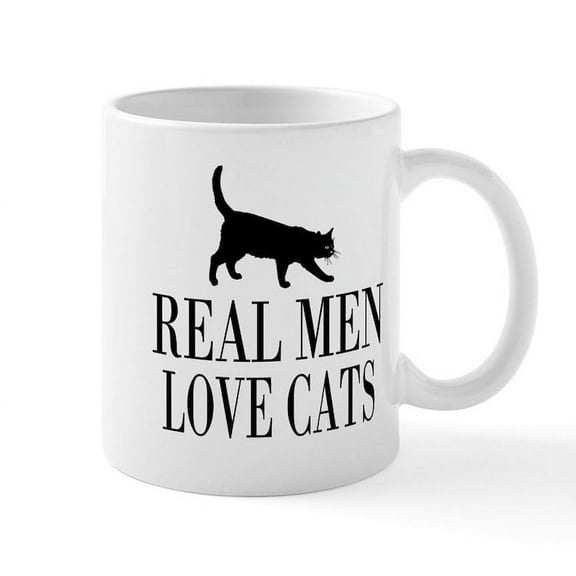 CafePress - Real Men Love Cats Mugs - 11 oz Ceramic Mug - Novelty Coffee Tea Cup