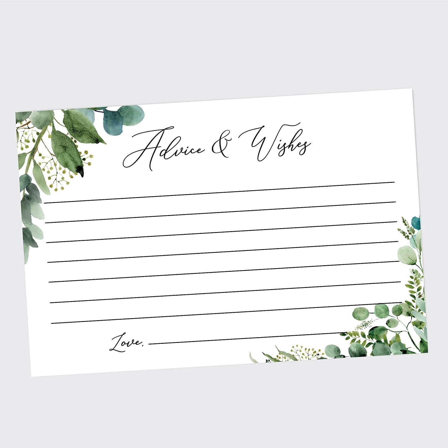 Watercolor Eucalyptus Advice and Wishes Cards, Set of 50, Advice Cards for  Bridal Shower, Baby Shower, Weddings, Graduation - Walmart.com