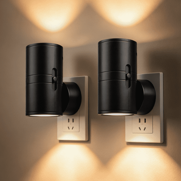 LED Night Lights Plug into Wall, Dusk-to-Dawn Sensor, 5-300LM Adjustable Brightness, Soft White 3000K, Dimmable Night Lights for Kitchen, Hallway, Bedroom, Stairs, 2 Pack