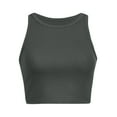 thumbnail image 4 of Womens Summer Tops Base Shirt Active Crop Pack Atmosphere Top Girl Tops Athletic Wear Women Tops 1xl for Women Lace Active Workout Set Short Solid Women's Vest Color Sleeveless Tank Neck Grey 2XL, 4 of 5