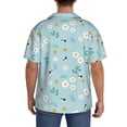 thumbnail image 3 of Gukieu Bee Flower Print Men's Short-sleeved Shirts, Button-down Pocket Shirts, T-shirts, Beach Vacation Travel Summer Clothing-Small, 3 of 5