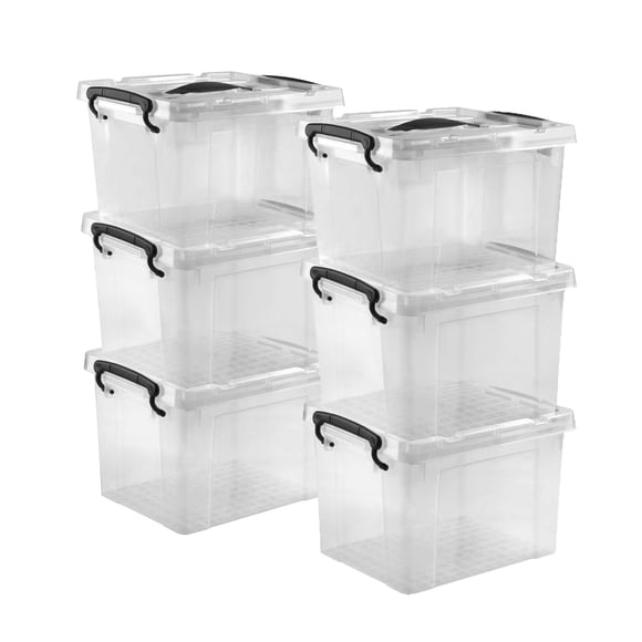 AG BOX Cajas De Almacenamiento 6pz Transparentes 6 Litros, contenedores de almacenamiento con tapa, Set de 6 cajas organizadoras con tapa.