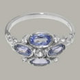 thumbnail image 5 of LBG British Made Traditional 10k White Gold Ring with Synthetic Cubic Zirconia & Natural Tanzanite Womens Statement Ring - 33 size options - Size 4.25, 5 of 6
