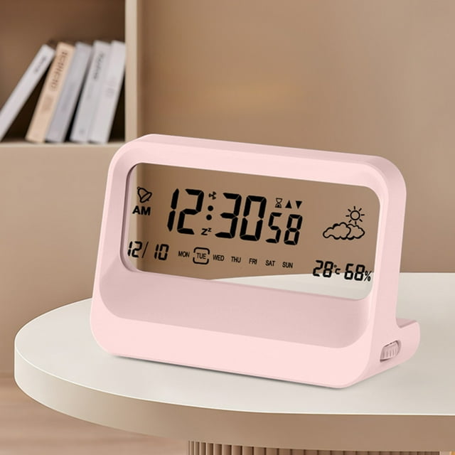 Oefntac Horloge Numérique Transparente Affichage Température et Humidité Minuterie Réveil Électronique Multifonction