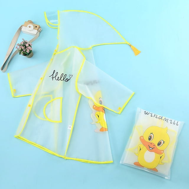 Poncho de Pluie Transparent à la Mode pour Enfants avec Adorable Motif de Lapin et Capuche Intégrée pour Jouer Dehors