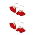 thumbnail image 4 of Qarigey Pendientes de araña Moda Bohemia Estilo vintage Étnico Paja Boho Borla Oreja Cuelga Pendientes de aro Accesorios Rojo 2piezas, 4 of 6
