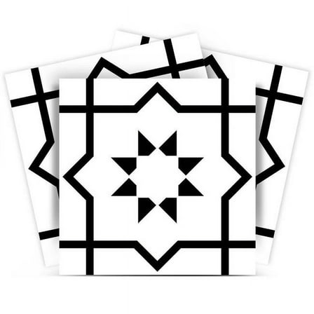 HomeRoots 390676 7 x 7 in. White & Black Sun Peel & Stick Removable Tiles