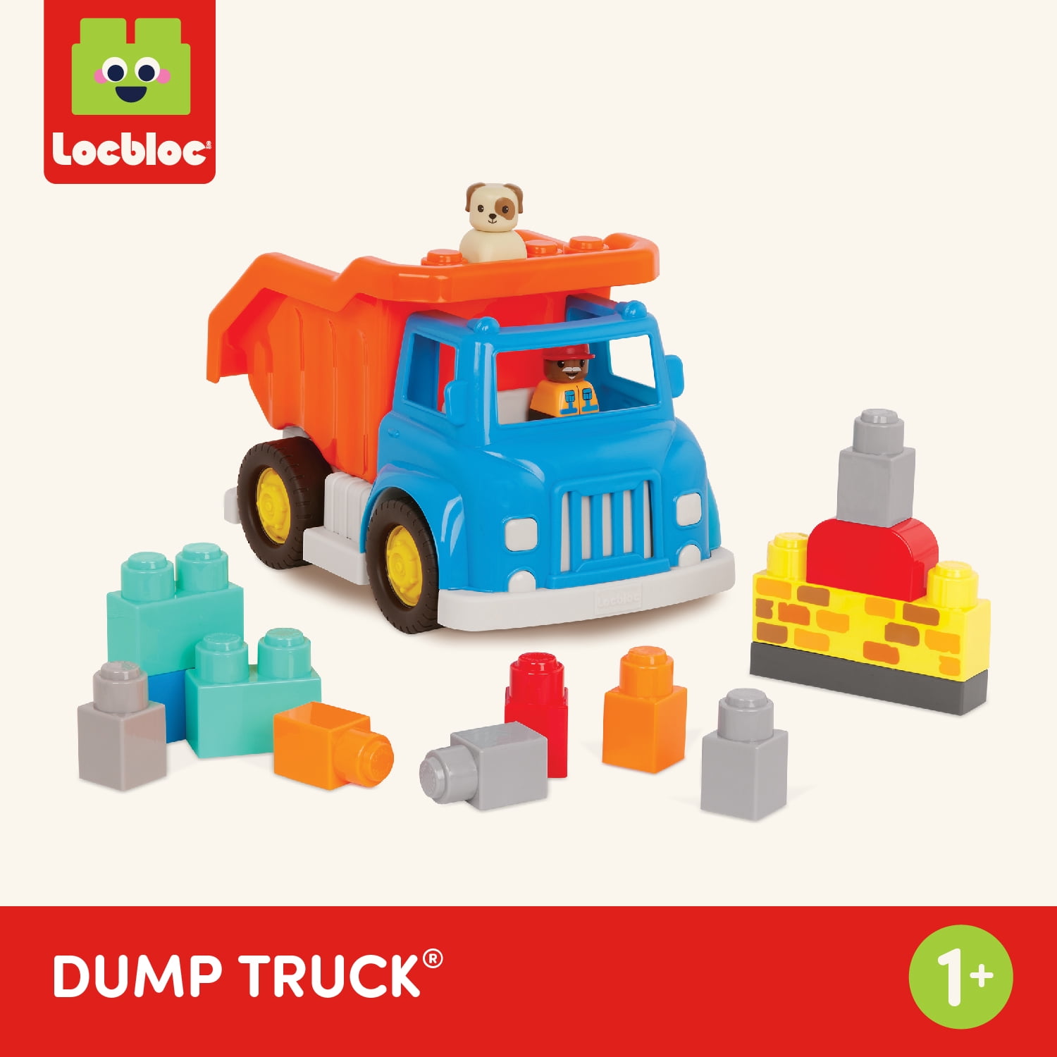Battat Dump Truck Toy Vehicle with 13 Blocks and 2 Figurines, Toddler and Preschool Toys