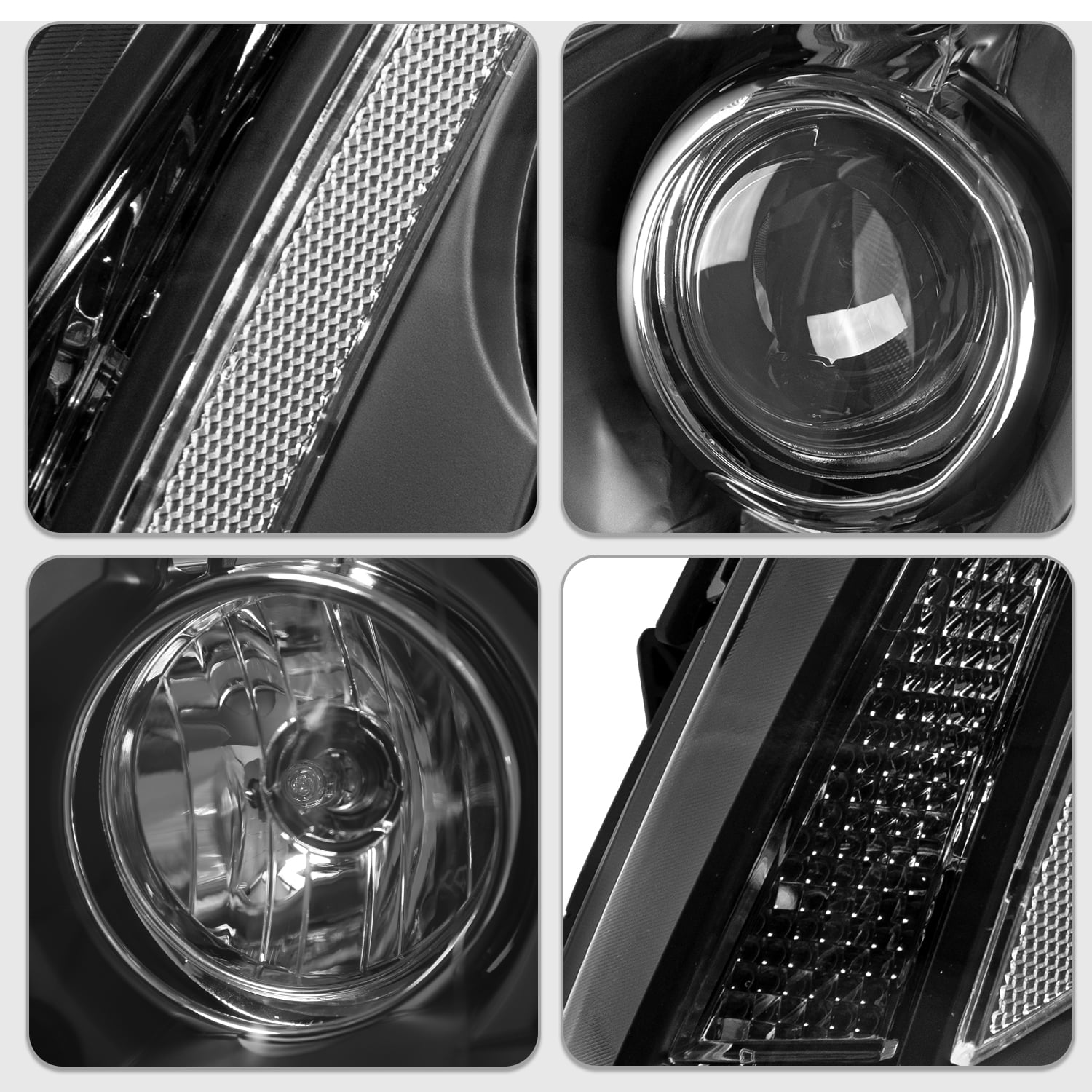 For 2008 2009 2010 2011 2012 2013 2014 Cadillac CTS Black Halogen Headlights Set