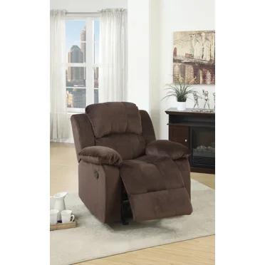 Contemporary 1pc Recliner Chair Chocolate Padded Suede Cushion Rocker Reclining Motion Living Room