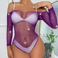 thumbnail image 1 of Combinaisons en Mesh Strass Manches Longues Femmes Tunique Combinaisons Courtes Sous-Vêtements Costume, 1 of 7