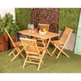 thumbnail image 2 of DecMode 18" x 36" Brown Teak Wood Folding Outdoor Dining Set, 5-Pieces, 2 of 20