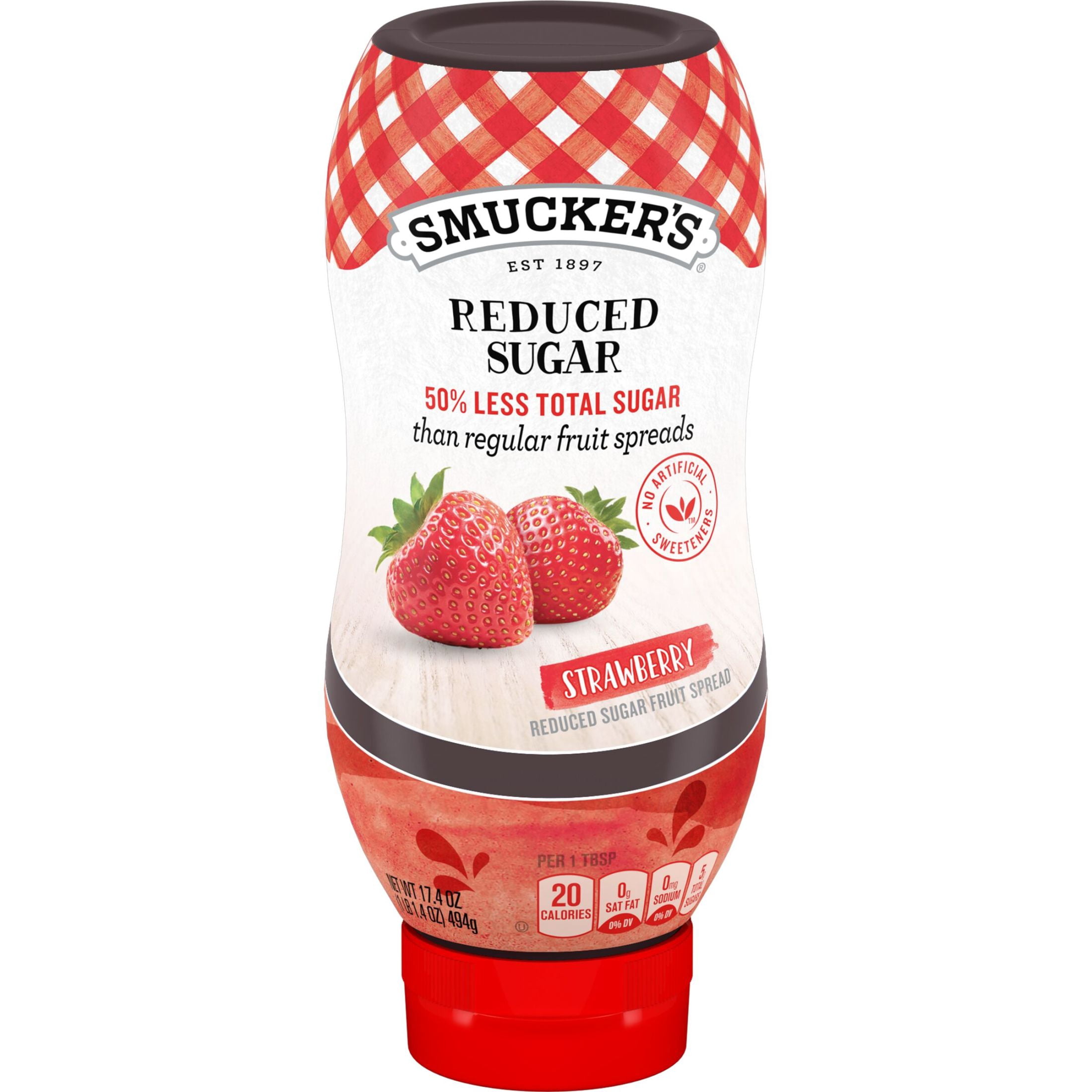 (3 pack) Smucker's Squeezable Reduced Sugar Strawberry Fruit Spread, 17.4 oz