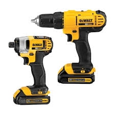 DEWALT Perceuse Sans Fil 20V Max/kit Combo à 2 Outils avec (2) Batteries 1.3Ah, Chargeur et Sac