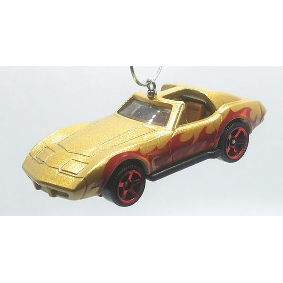 Christmas Ornament for Chevy Corvette T-Top Gold Red Flames