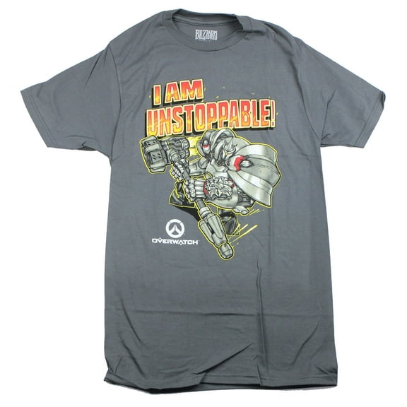 Overwatch Mens T-Shirt -Reinhardt I Am Unstoppable Destruction Image (X-Small)