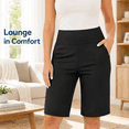 thumbnail image 4 of Women’s High Waisted Bermuda Shorts with Pockets, Stretch Casual Long Shorts, Soft Comfortable Athletic Workout Shorts for Yoga, Running, Lounge and Everyday Wear, 4 of 9