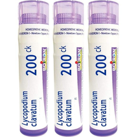 Boiron Lycopodium Clavatum 200ck Homeopathic Medicine for Bloated Abdomen - Pack of 3 (240 Pellets)