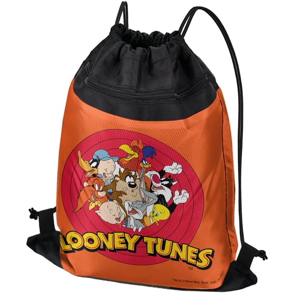 Looney Tunes Group Drawstring Backpack Sports Bag Sackpack 17" x 13", Perfect for Gym, Yoga or Practice
