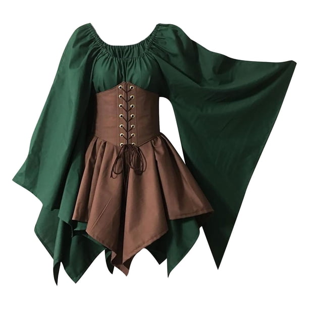 Vestido medieval de Halloween de fiesta de manga larga para mujer
