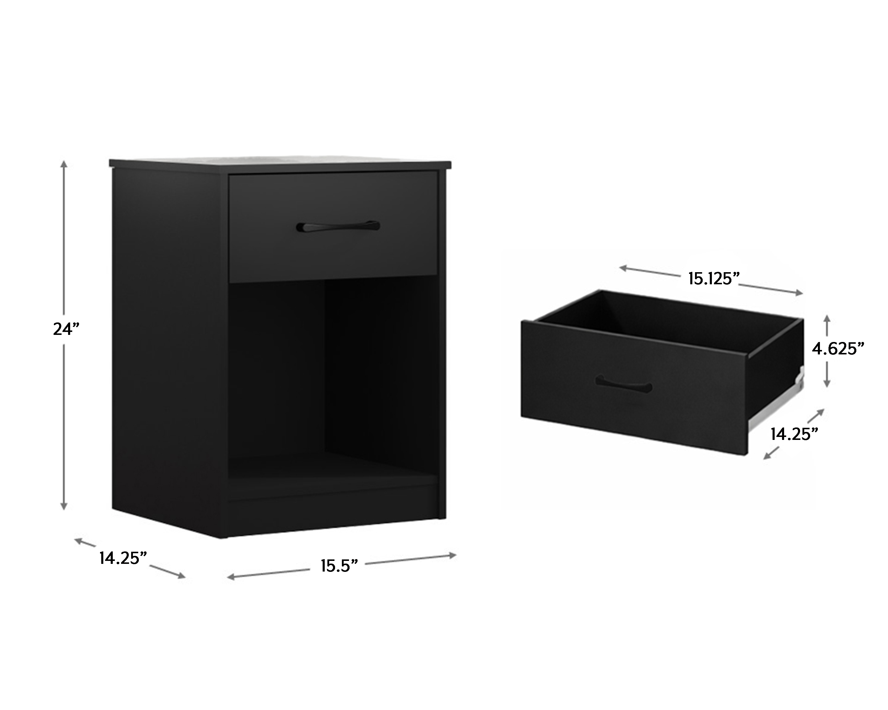 Mainstays Ardent 1-Drawer Nightstand, Black photo 2