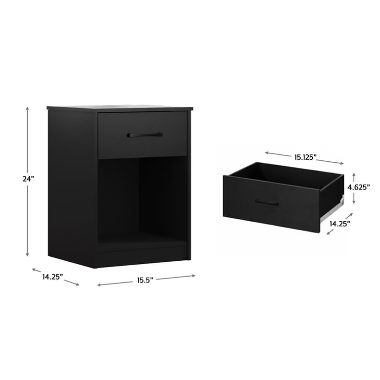 Free Shipping! Mainstays Black Nightstand with 1 Drawer, Sleek and