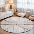 thumbnail image 2 of Round Rugs 6Ft, Wooden Plank Round Area Rug Washable Indoor Throw Carpet, Vintage Farmhouse Barn Door Wood Board Beige Soft Non Slip Circle Rug for Office Cabinet Home Decor Aesthetic, 2 of 8