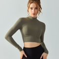 thumbnail image 1 of Ropa de entrenamiento de manga larga con almohadilla para el pecho, otoño e invierno, cuello alto, top deportivo, cintura adelgazante, espalda hueca, ropa de yoga de manga larga para mujer, 1 of 4