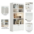 thumbnail image 3 of 63”Tall Bookcase with 6 Open Display Shelves & Hidden Shelves 5 Tier Modern Farmhouse Bookcase with Adjustable Feet and Door for Home & Office White, 3 of 8