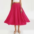 thumbnail image 2 of 21 Colors Flax Skirt for Women Summer Plus Size Flowy Large Hem Elastic Waist Breathable Lightweight Soft Casaul Pleated Midi Skirts Blue, 2 of 9