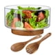 thumbnail image 1 of Juego de ensaladeras de vidrio Timcorr 3,8 cuartos de galón con base de madera, 1 of 5