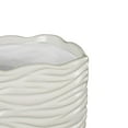 thumbnail image 5 of DecMode 7",6",5"H Wavy Ribbed White Ceramic Planter with Attached Saucer (3 Count), 5 of 9