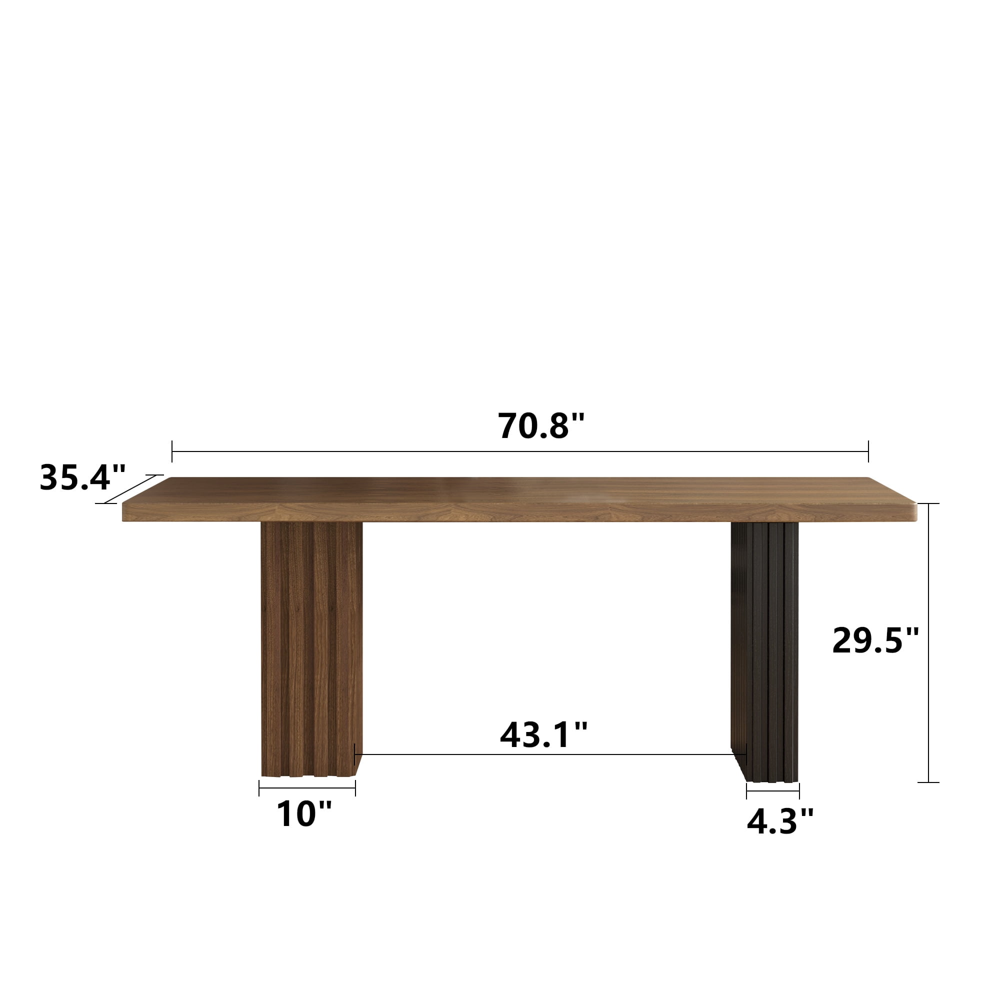 NessCarsti Mid-Century Modern Solid Wood Office Desk, Natural Walnut, 70.8-Inch