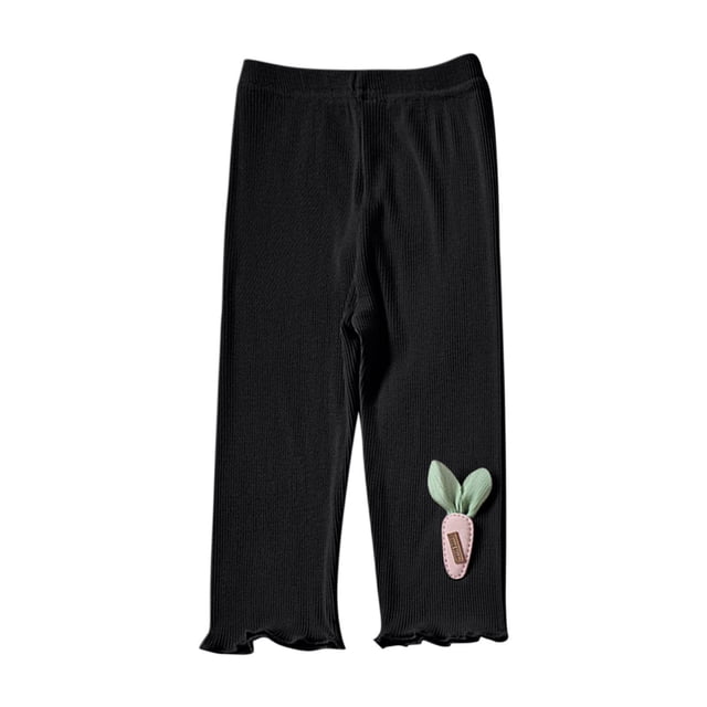 Odeerbi 1-7 Años Niñas Mallas de Punto de Canalé Con Ribete de Lechuga Mallas Elásticas Capris Pantalones de Verano Casual Cintura Elástica Pantimedias Recortadas
