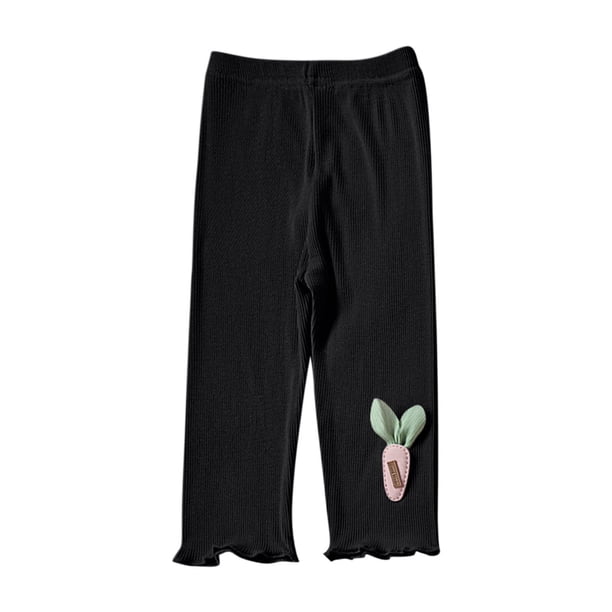 Odeerbi 1-7 Años Niñas Mallas de Punto de Canalé Con Ribete de Lechuga Mallas Elásticas Capris Pantalones de Verano Casual Cintura Elástica Pantimedias Recortadas