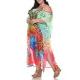 thumbnail image 4 of White Mark Women's Plus Size Sheer Caftan Dress with Tie-up Neckline, 4 of 5