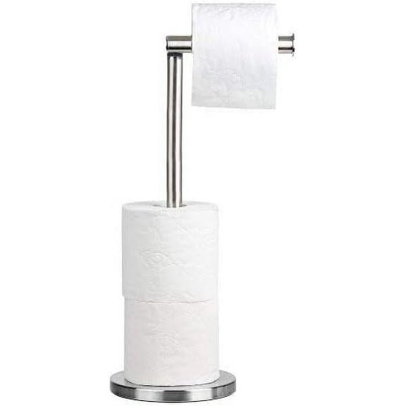 Versatile Toilet Paper Stand, Stainless Steel with Chrome Finish for Placement Flexibility, Anti-Slip Base for Stability (15x42 Cm)