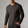 thumbnail image 2 of Daiosportswear Men's Cotton Crewneck T-Shirts Long Sleeve Plain Tee Moisture Wicking Casual Solid Color Tshirts Dark Gray XXXXL, 2 of 8