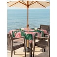 thumbnail image 3 of Outdoor Tablecloth with Umbrella Hole for Patio/Picnic/Party/Camping, Pink Flamingo Waterproof Table Cloth Square Cover Washable, Vintage Summer Tropical Leaves Pink (54"x 54"), 3 of 9