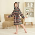 thumbnail image 2 of FORMRS Niños Bathrobe Unisex Hooded Robe Soft Plush Pajamas Sleepwear, Size 10-12T, Tribal Geometric, 2 of 7