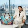 thumbnail image 3 of ZUXONGSY Sea Turtle Hibiscus Print Tote Handbag for Women Waterproof Handle Handbag Portable Work Bag with Inner Pocket for Daily Use Business, 3 of 6