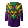 thumbnail image 5 of QATAINLAV Deals Of The Day Women's Mardi Gras Shirts Fashion Casual Round Neck 3/4 Sleeve Loose T-Shirt 2024 Carnival Party Graphic Shirts Multicolor XXL, 5 of 6
