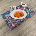 thumbnail image 2 of Ambesonne Mushroom Place Mats Set of 4, Dreamland Floral Meadow, Standard Size, Pale Purple Aqua Indigo, 2 of 5