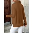 thumbnail image 6 of Zeagoo Women' Turtleneck Sweater Long Sleeve Spilt Hem Casual Knit Pullover Chunky Fall Winter Jumper Top, 6 of 6