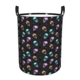 thumbnail image 1 of Balery purple cyan brown Skull Cesta de ropa redonda con asas, impermeable, independiente, para ropa, juguetes, dormitorio y familia-Small, 1 of 6
