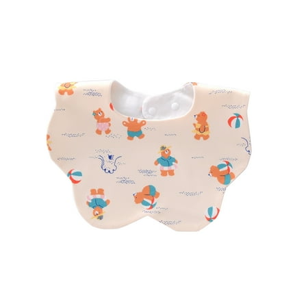 

Baby Three-layer Thickened Rose Bib Cartoon Print Waterproof And Dirt-proof Bib Baby Saliva Towel Orange One Size