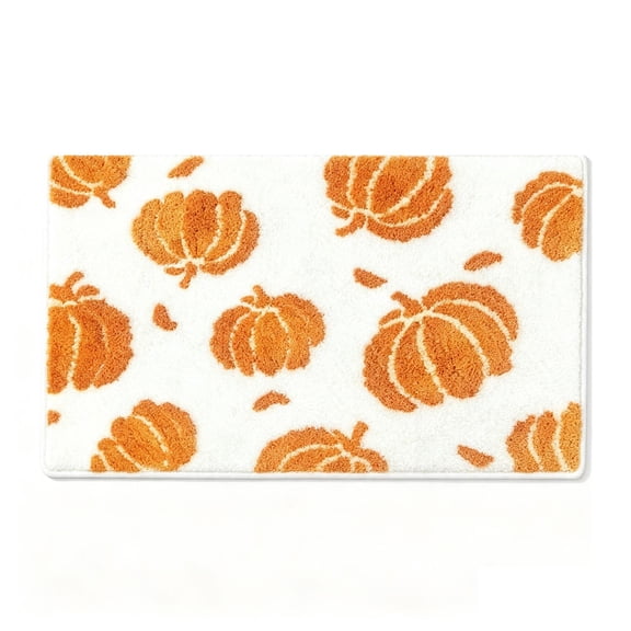 Kdkad Fall Bath Mat, Bathroom Rug for Fall Decor, Carpet, Autumning Pumpkin Tufted Bath Mat Orange Pumpkin Absorbent Floor Rug Fall Doormat For Bathroom Entryway